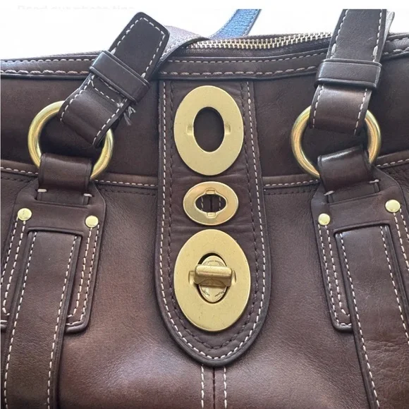 Vintage Coach Legacy Lily Brown Limited Edition Turnlock Satchel Bag Style 13758 - Picture 3 of 11